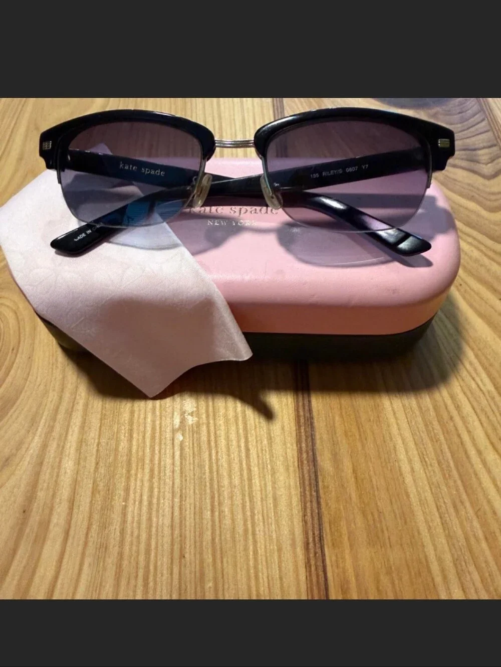 Women's Half-Rim Sunglasses in Black with Purple Lenses
